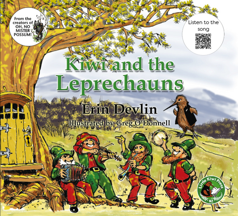 ‘KIWI AND THE LEPRECHAUNS’ BOOK and ‘SING-ALONG-SONG’ on CD written by Erin Devlin and Illustrated by Greg O’Donnell.  Very catchy song by vocalist Mark Jensen.  Music by  Greg O’Donnell and Keith Prictor of New Frontier Records.