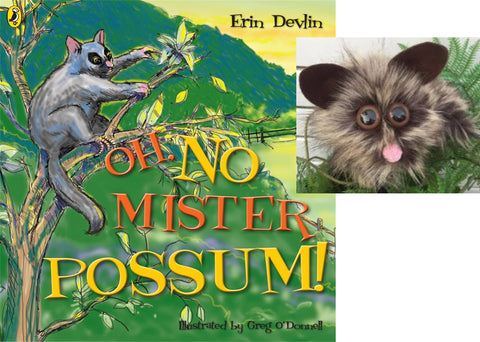‘OH NO, MISTER POSSUM!’: Book written by Erin Devlin and illustrated by Greg O’Donnell, this pack includes Erin’s HUGELY popular ‘Possum Song’ (QR Code Download) and VERY cute Possum hand puppet created by Erin.