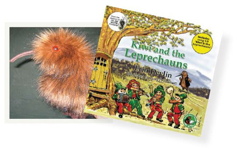 'KIWI AND THE LEPRECHAUNS': Written by Erin Devlin & illustrated by Greg O'Donnell together with vocalist Mark Jensen. Music by Greg O'Donnell and Keith Prictor of New Frontier Records. Hand Puppet by Erin Devlin. Book includes Sing-Along-Song CD.
